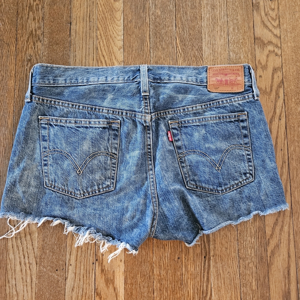 Levi's Women's Blue Denim Cutoff Shorts with Frayed Edge